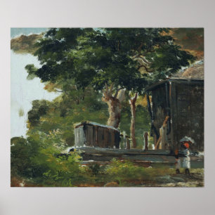 Pissarro - hus i Skogen i Saint Thomas Antilles Poster