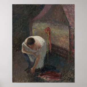 Pissarro - Kvinnor i kemi nära ed 1896 Poster