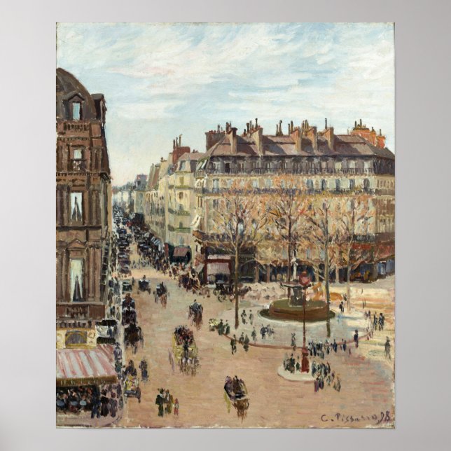 Pissarro - La Rue Saint-Honore 1898 Poster (Framsidan)