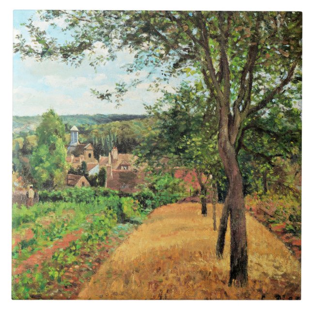 Pissarro - Louveciennes fruktodlingar, bra konst. Kakelplatta (Framsidan)