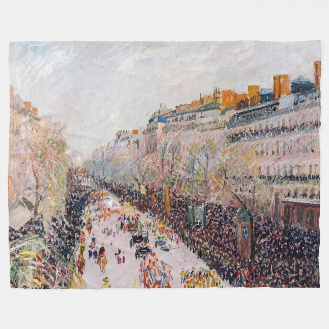 Pissarro - Montmartre, Mardi Gras på Boulevard Fleecefilt (Framsidan (Horisontell))