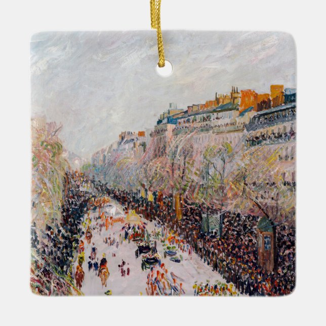 Pissarro - Montmartre, Mardi Gras på Boulevard Julgransprydnad Keramik (Framsida)