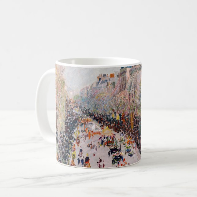 Pissarro - Montmartre, Mardi Gras på Boulevard Kaffemugg (Framsida vänster)