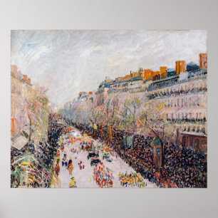 Pissarro - Montmartre, Mardi Gras på Boulevard Poster