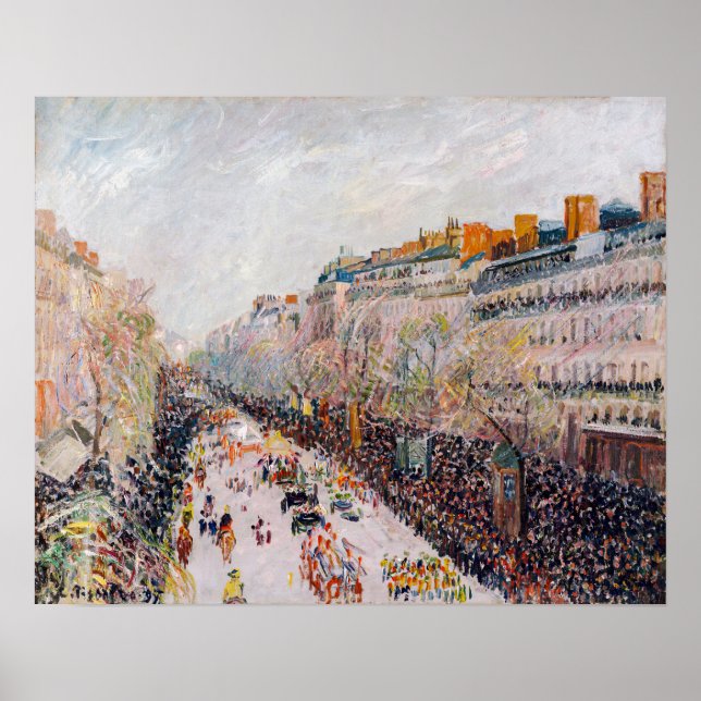 Pissarro - Montmartre, Mardi Gras på Boulevard Poster (Framsidan)