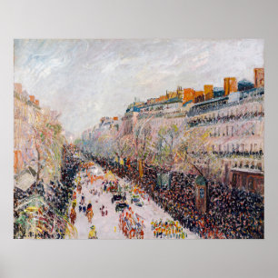 Pissarro - Montmartre, Mardi Gras på Boulevard Poster