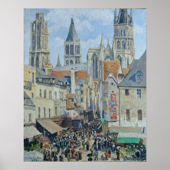 Pissarro - Old Market Epicerie Street Rouen Poster (Framsidan)