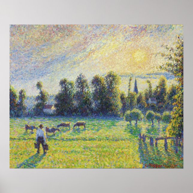 Pissarro - Pasture Sunset Eragny 1890 Poster (Framsidan)