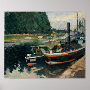 Pissarro - Pråmar vid Pontoise 1876 Poster