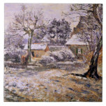 Pissarro - Snö vid Montfoucault Kakelplatta<br><div class="desc">Snö i Montfoucault,  berömd målning av Camille Pissarro.</div>