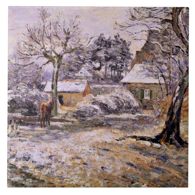 Pissarro - Snö vid Montfoucault Kakelplatta (Framsidan)