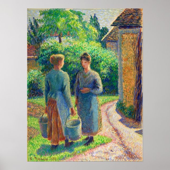 Pissarro - två kvinnor i en trädgård 1888 poster (Framsidan)