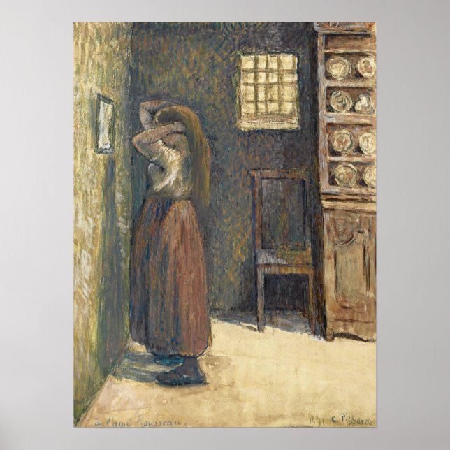 Pissarro - Unga barn på hennes toalett 1891 Poster (Framsidan)