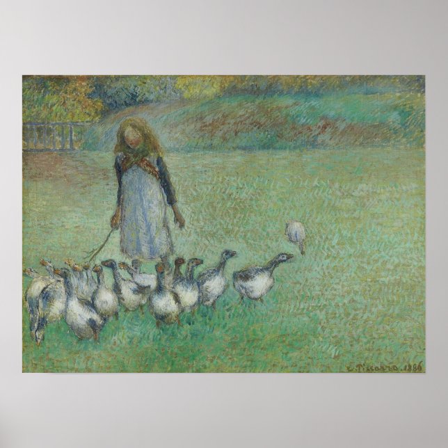 Pissarro - Unga shepherdes of Geese 1886 Poster (Framsidan)