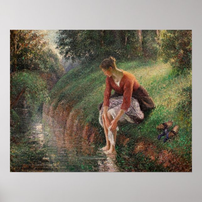 Pissarro - Young Woman Bathing Her Feet 1895 Poster (Framsidan)