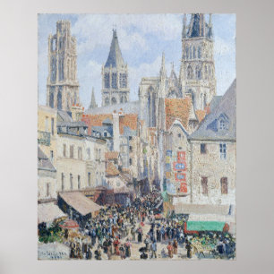 Pissarros Livsmedel Street, Rouen Poster