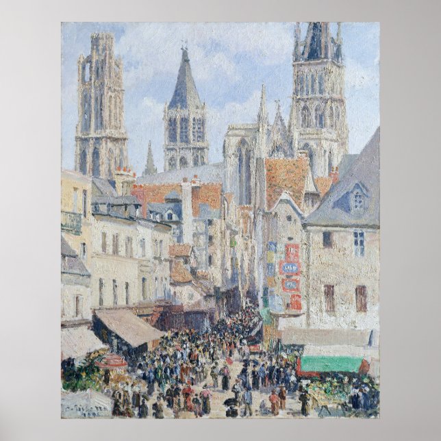 Pissarros Livsmedel Street, Rouen Poster (Framsidan)