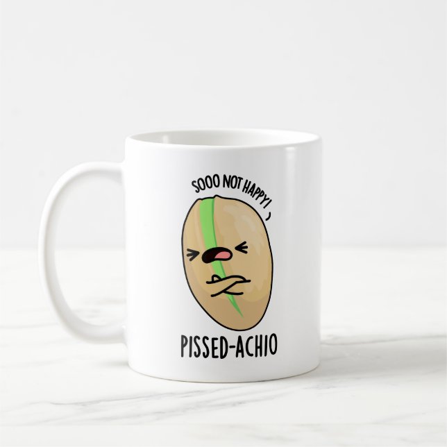 Pissed-achio Funny Pistachio Pun Kaffemugg (Vänster)