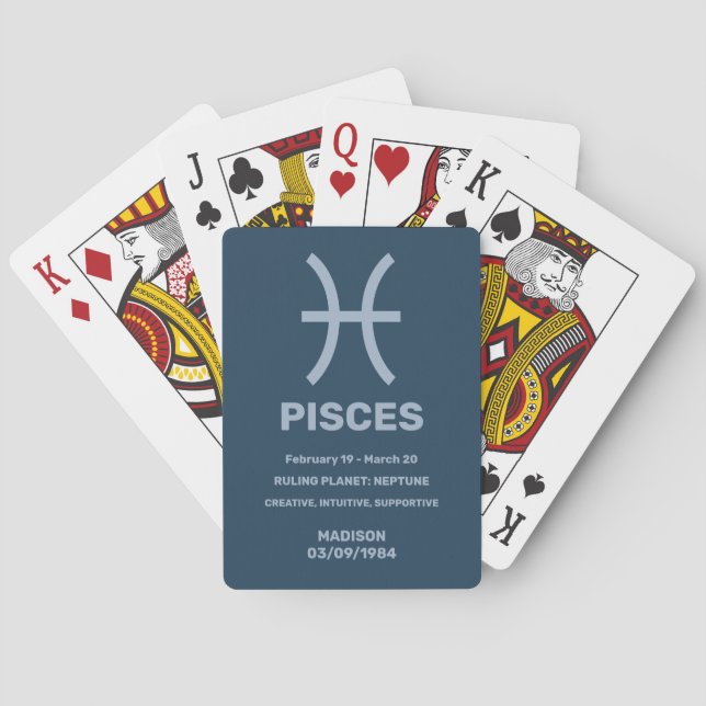Pisser för anpassade namn/textzodiactecken casinokort (Baksidan)