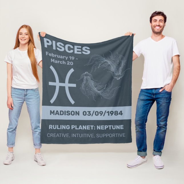Pisser för anpassade namn/textzodiactecken fleecefilt (På plats)