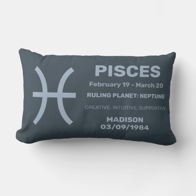 Pisser för anpassade namn/textzodiactecken lumbarkudde (Framsida)