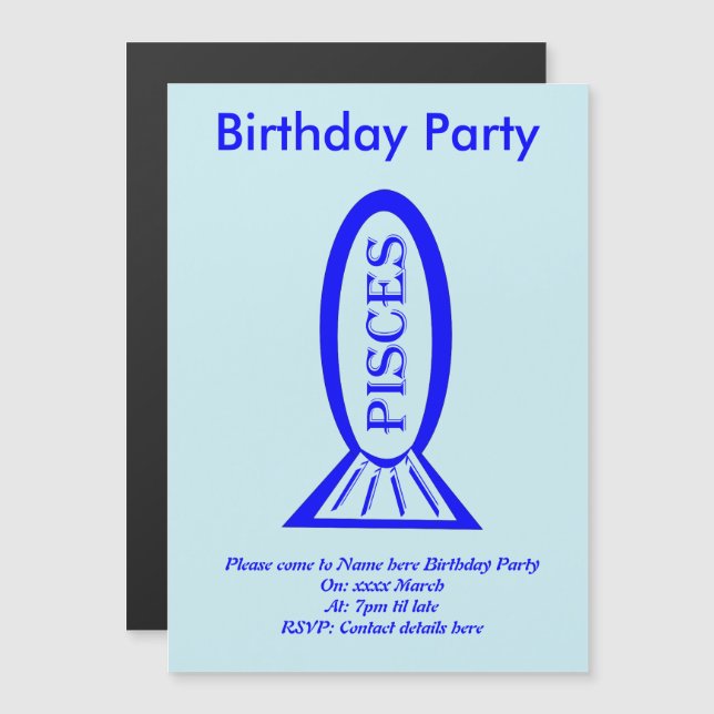 Pisses Stjärntecken Fish Anpassningsbar Inbjudning Magnetisk Inbjudningskort (Fram/baksida)