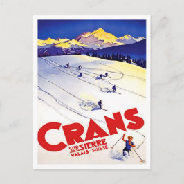 Pist på Crans berg, Schweiz, vintage resor Vykort