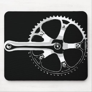 Pista cykel Crankset - vit på svart Musmatta