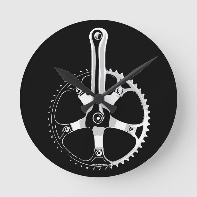 Pista cykel Crankset - vit på svart Rund Klocka (Framsida)
