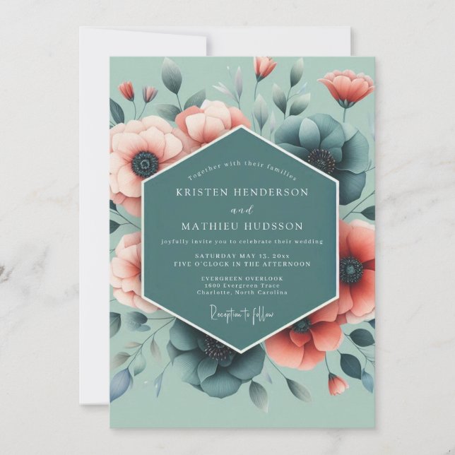Pistachio Bold Botanical Wedding Inbjudningar (Framsida)