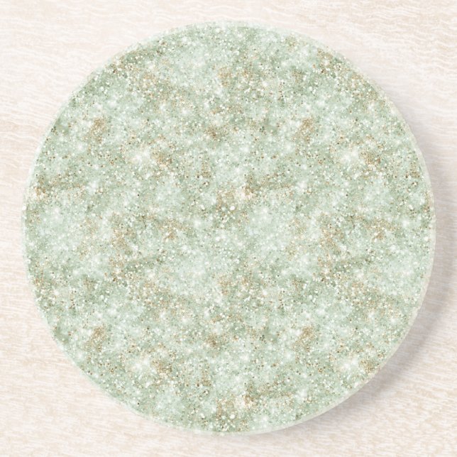 Pistachio Green Glitzy Faux Glitter Underlägg (Framsidan)