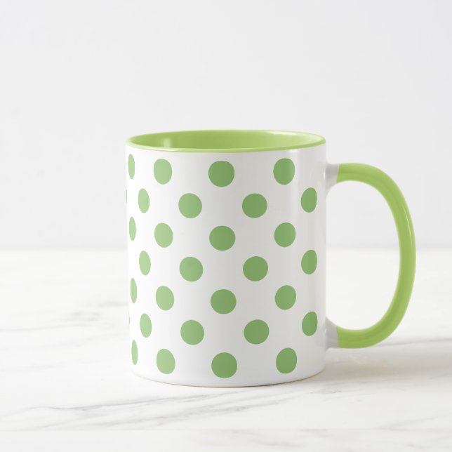 Pistachio Grönt Polka dots Circles Mugg (Höger)