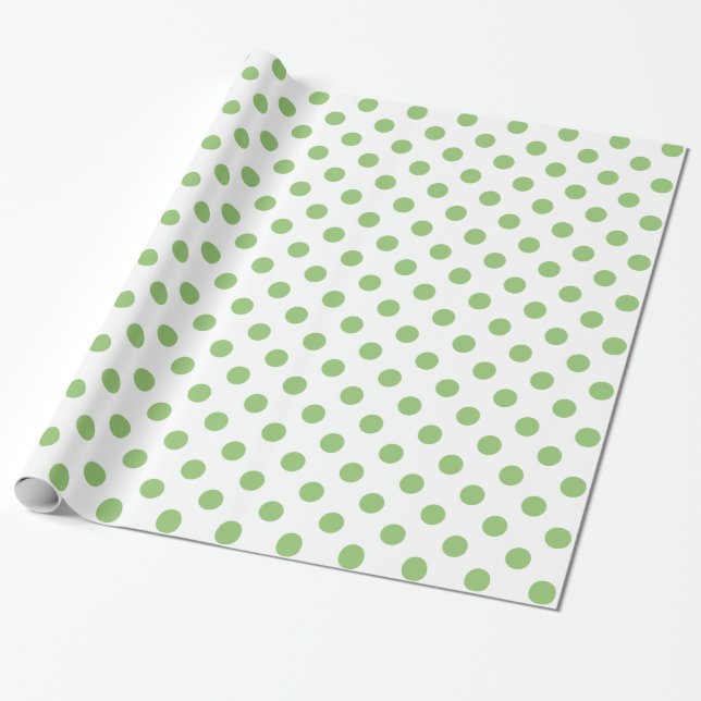 Pistachio Grönt Polka dots Circles Presentpapper (Utrullad)