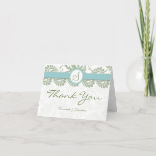 Pistachio Klöver Aqua Damask Tack Kort