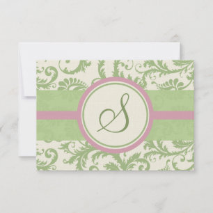 Pistachio Klöver Ro Petal Damask Wedding OSA Kort