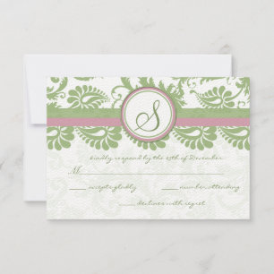 Pistachio Klöver Rosa Lavender Damask Wedding OSA Kort