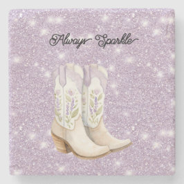 Pistachio Lavender Cowgirl Boots Sparkle Glitter Stenunderlägg