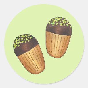 Pistachio Madeleines Fransk Pastries Baking Runt Klistermärke