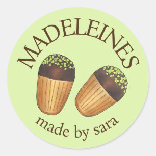 Pistachio Madeleines Fransk Pastry bakat av Runt Klistermärke