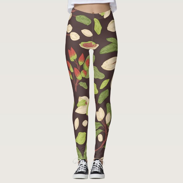 Pistachio Nöt: Svart, handdragen, sömlös. Leggings (Framsida)