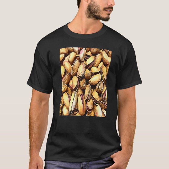 Pistachio Nuts Black Outline T Shirt (Framsida)