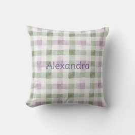 Pistachio Plaid Stripes Lavender Faux Glitter   Kudde