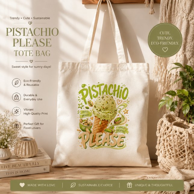 "Pistachio Please" Trendig sommar-glass    Tygkasse (Skapare uppladdad)
