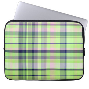 Pistachio Rosa Navy Wht Preppy Madras Laptop Sleeve