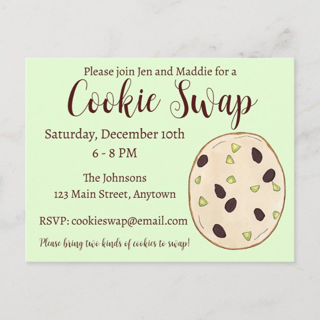 Pistacienkortsvetebakelse Julbakelsebyte Inbjudan Vykort (Framsida)