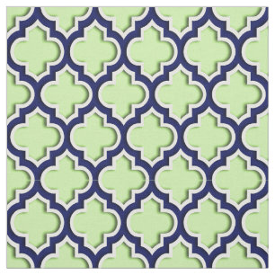 Pistaschgrönt, marin marockanska Quatrefoil #5DS Tyg