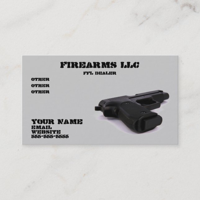Pistol Gun Business Card Visitkort (Framsida)