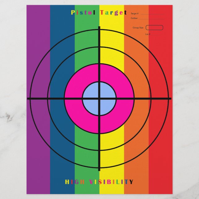 Pistol-mål med hög synlighet reklamblad (Framsidan)
