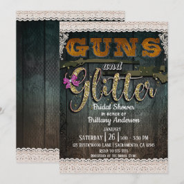 PISTOLER OCH GLITTER Träspets Rustik Bröllopsfesti Inbjudningar