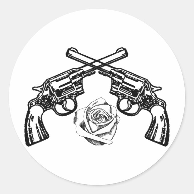 pistoler och ro runt klistermärke (Framsida)